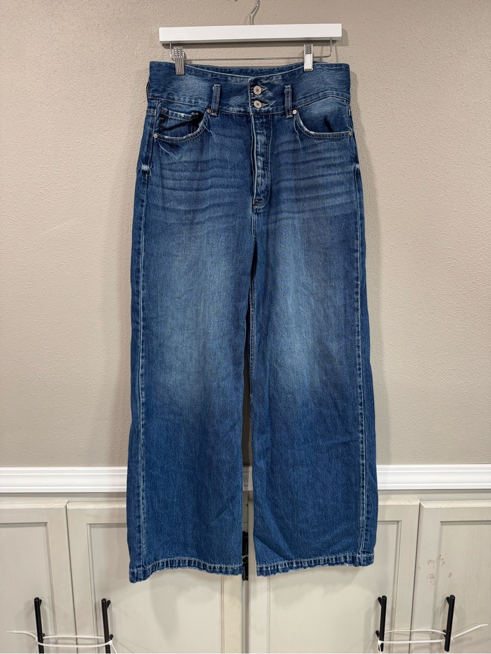 Kancan High-Waist Wide Leg Women’s Jeans in Blue - Picture 2 of 9